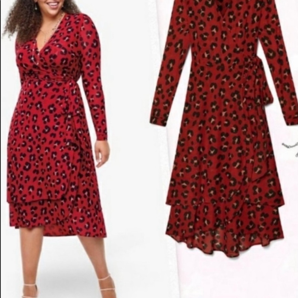 NWOT CAbi Style Siren leopard wrap dress #5771